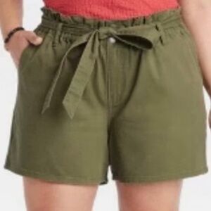 Ava & Viv Olive Tie-Waist Women's Cargo Shorts
